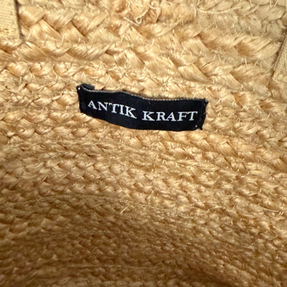 Antik Kraft Handwoven Jute Tote with Colorful Stripe Accents NWT - Picture 10 of 16